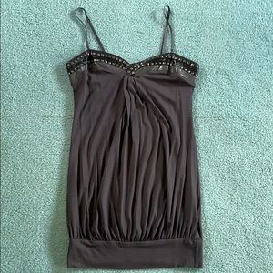 Faux leather and studded dress